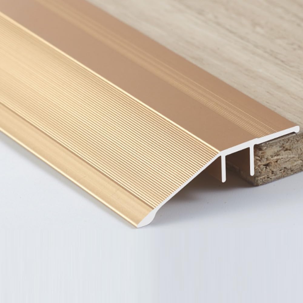 SKINCATE Aluminum Reducer Floor Transition Strip, Threshold Ramp Height 15mm 25mm, Door/Carpet/Tile Edging Trim Strip, Wheelchair Ramp Home Entry Ramp(Color:Gold,Size:90x5.5cm (36" x 2.2"))