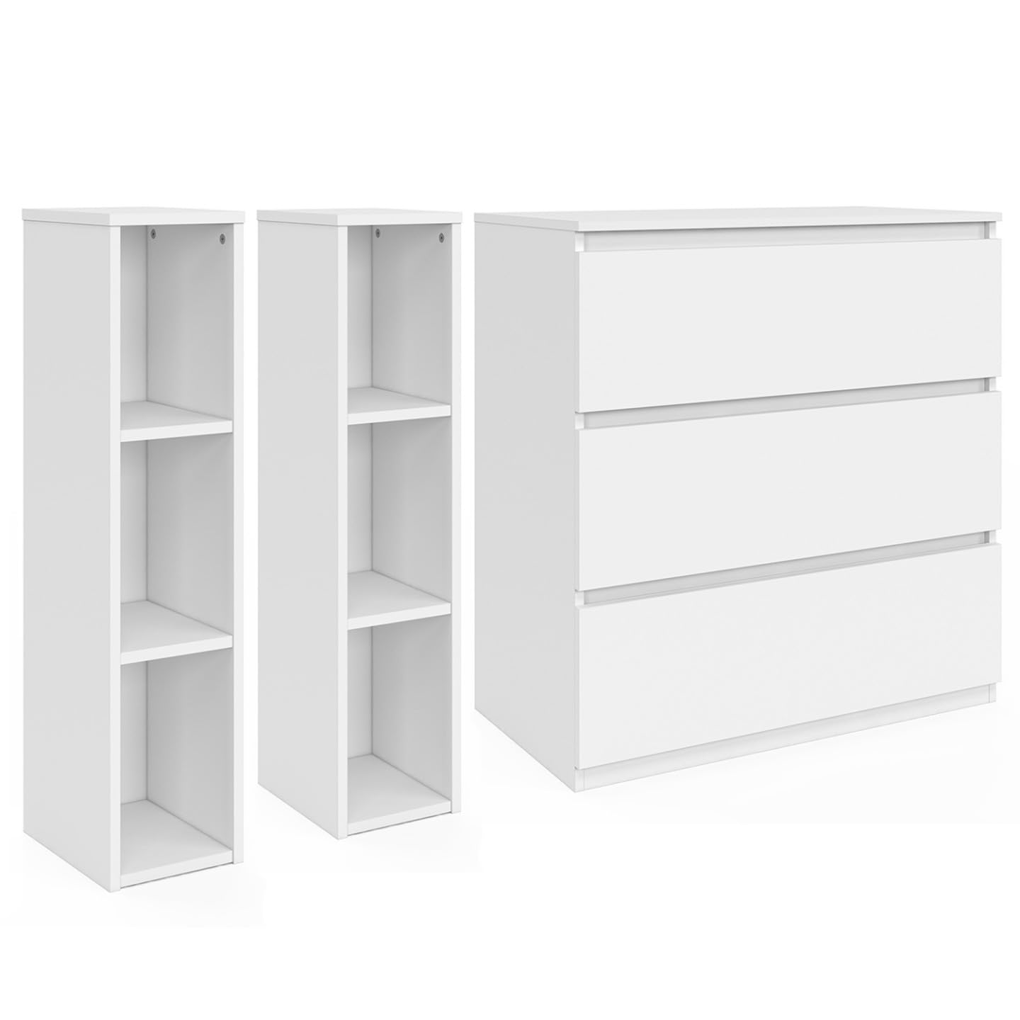 IDMarket - Commode à Langer évolutive Ambre Blanc 3 tiroirs Table à Langer et 2 étagères Amovibles