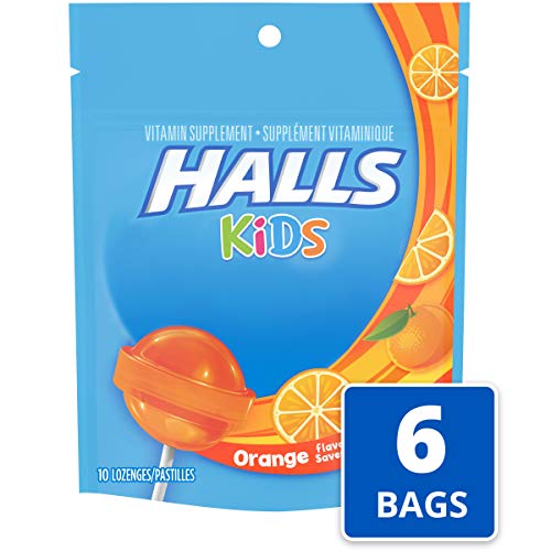 Halls Kids Orange Vitamin C Pops - for Children - 60 Pops