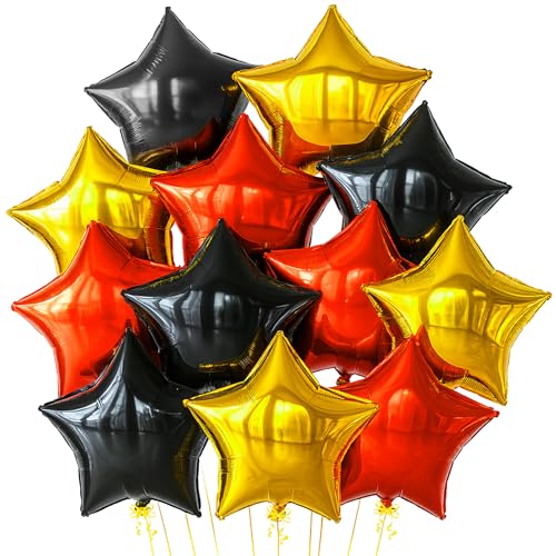 KatchOn Red Black and Gold Star Balloons, Pack of 12