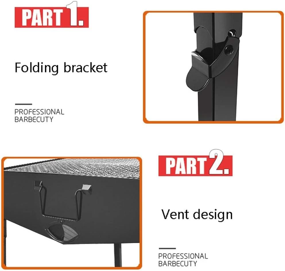 Miniatura 3 de Parrilla de carbón plegable Parrilla de barbacoa de acero inoxidable Parrilla de barbacoa portátil al aire libre Parrilla de carbón barbacoa Camping