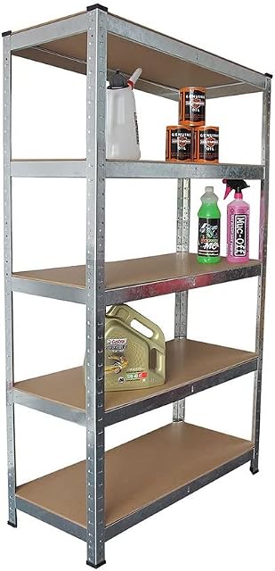 Panana Warehouse 5 Tier Racking Shelf Heavy Duty Steel Garage Shelving Unit Garden Shed Shelving (silver, 150x70x30cm)