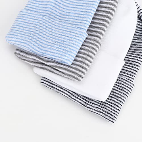 Dreshow Bqubo Newborn Baby Boys Hats Hospital Cotton Cute Knit Hat Premie Baby Stripe Beanie Infant Caps For 0-6 Months thumb #5