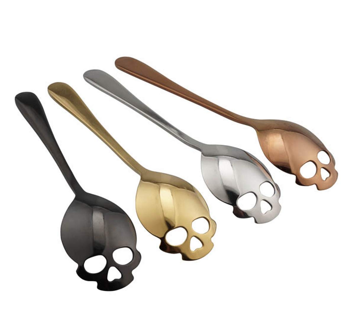 Wahdawn Cool Stainless Steel Skull Spoons Tableware for