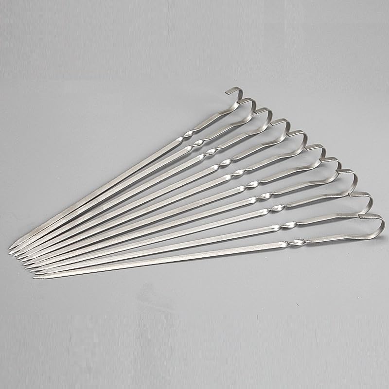 50pcs spiedini di Kebab, Bastoncini di spiedo in Acciaio Inossidabile, spiedini di Verdure Kebab, spiedini di Barbecue in Acciaio Inossidabile, spiedi Piatti in Acciaio Inossidabile,20cm