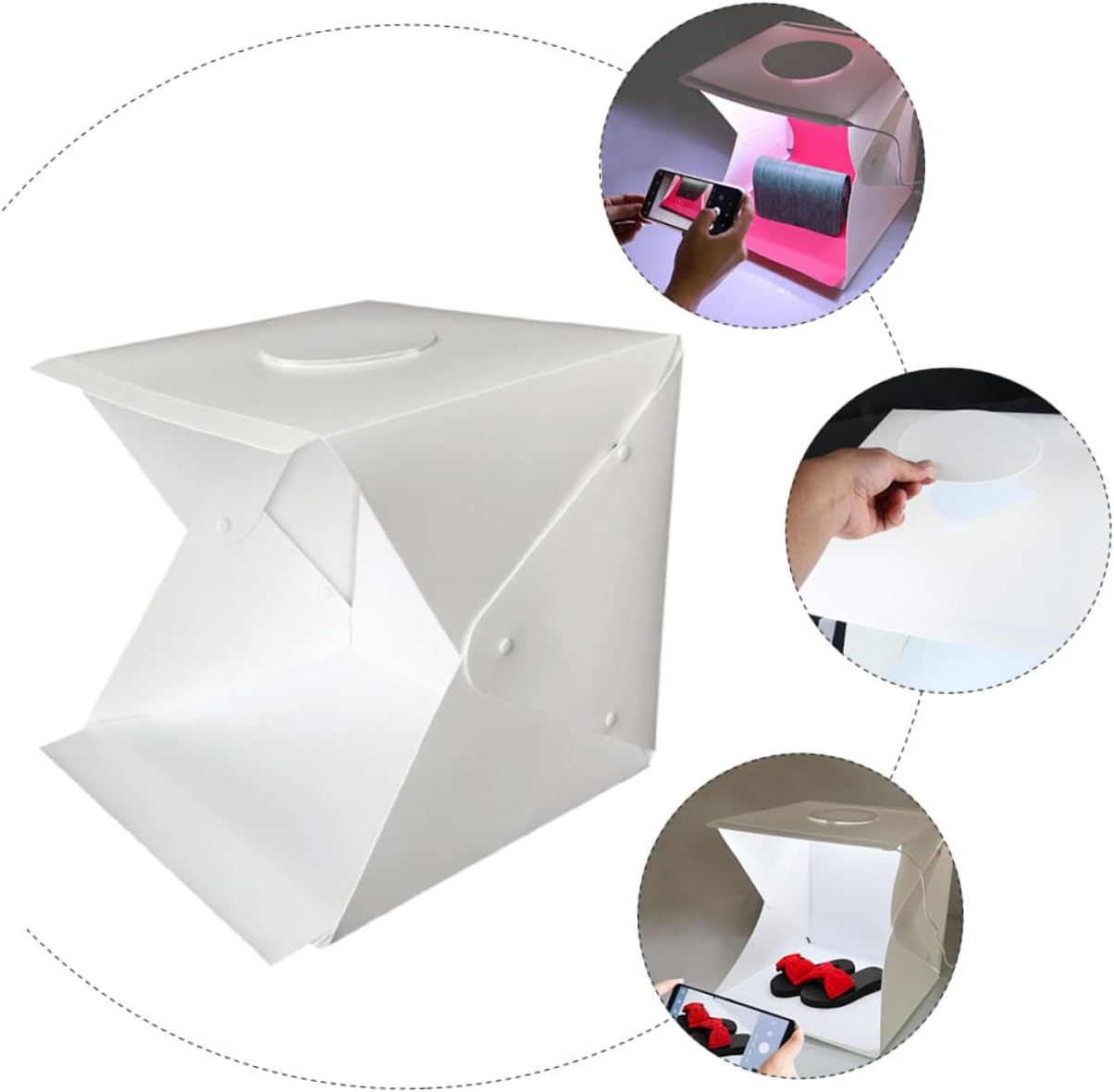 NOLITOY Portable Photo Light Box Tent 40cm with Dual LED Strips and Two Color Backdrops, Small Foldable Photography Setup for Product and Food Shooting