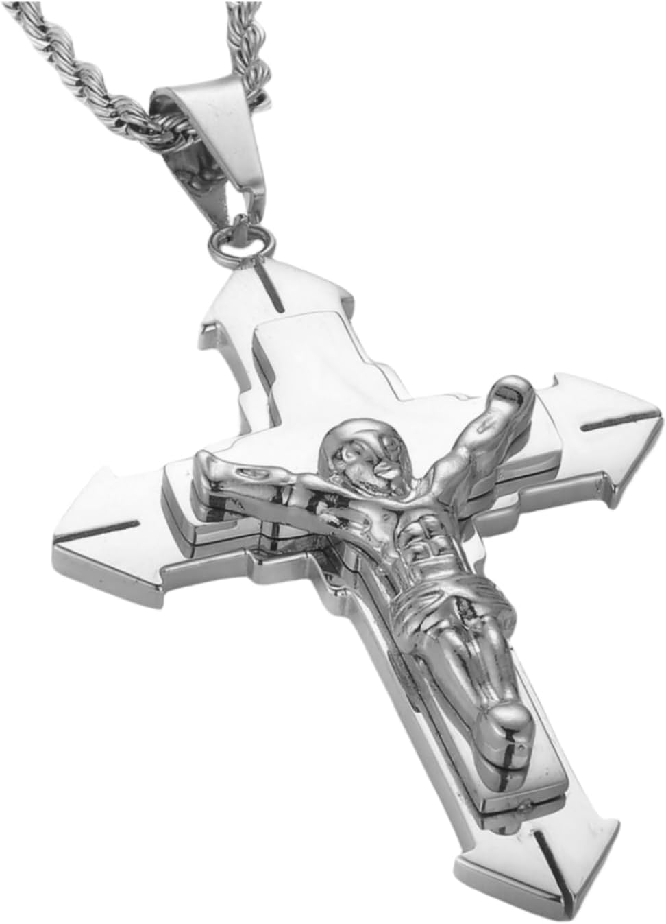 SDA 18K Gold Crucifix Cross Pendant Necklace, Waterproof Sweatproof 316L Stainless Steel,Tarnish Free Men's Religious Jewelry