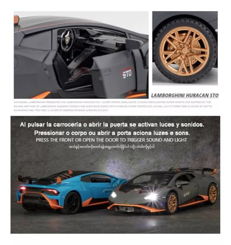 Image of Alokik Enterprise Compatible for 1:24 Lambarghini Huracan Toy Car Model, Diecast Collectible Pull Back Model Car with Sound and Light, Toy Gift Vehicles for Adults Kids Boys Girls【Color As Per Stock】