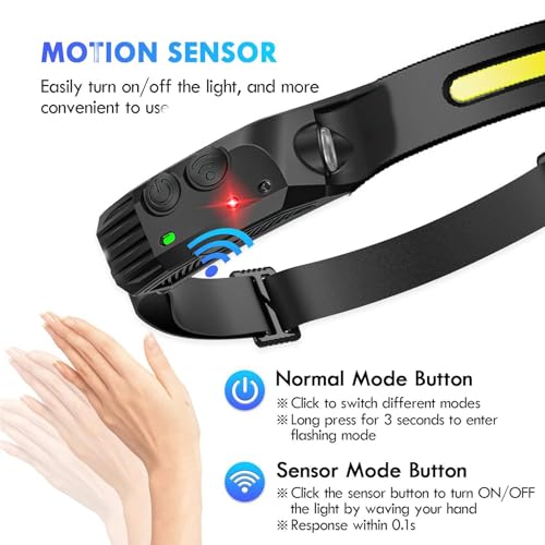 Linterna frontal para camping y correr con sensor manos libres 4