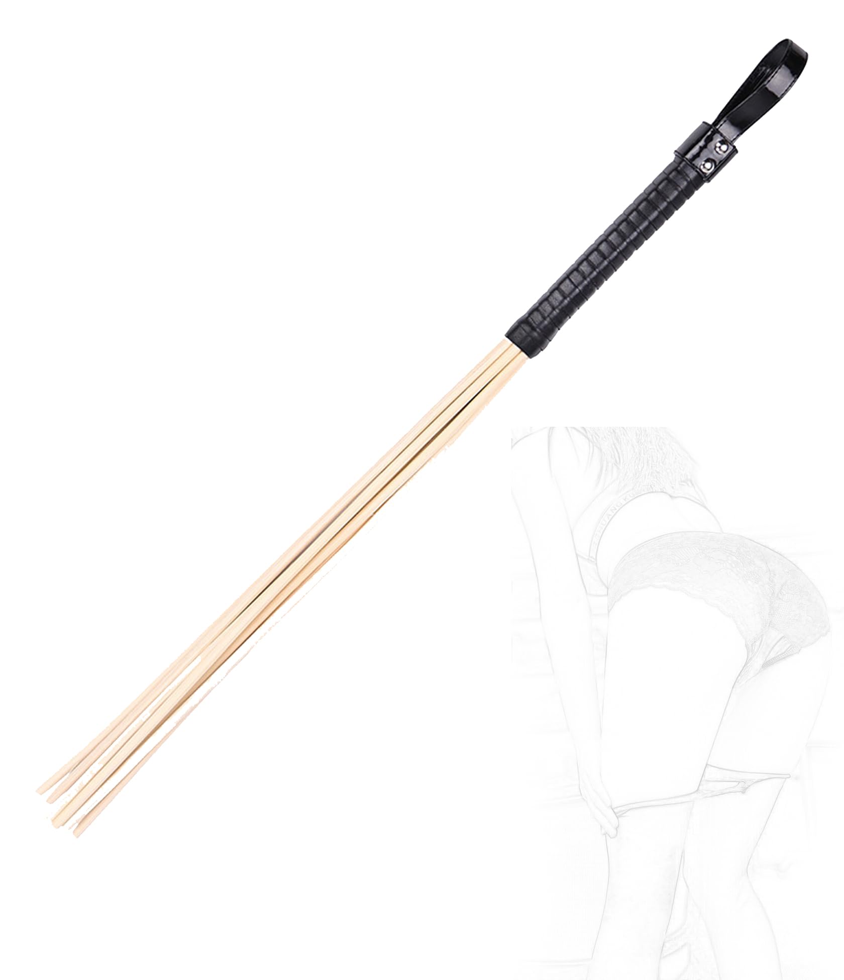 JINGHUA3 Canes SM Stimulateur de Fessée Érotique Jouet Flogger Fouet Brins de Rotin Cravaches Fouets Jeu de Rôle Esclave Bondage Fétiche BDSM Sex Toy for Femmes et Hommes (Noir) (Color : Schwarz)