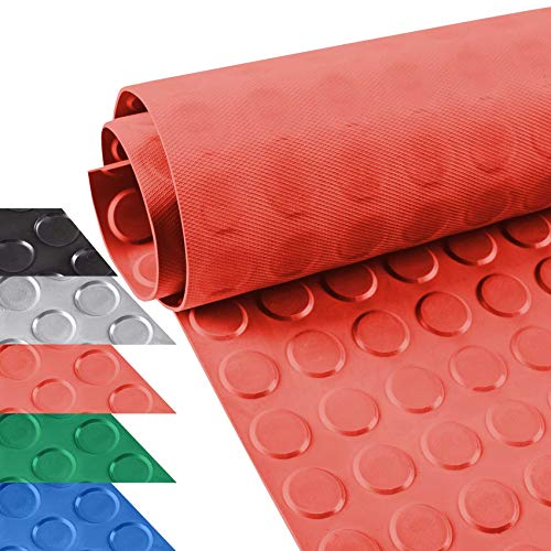 Anro - Alfombrilla de goma (elastómero termoplástico, 3 mm de grosor, 400 x 100 cm), color rojo