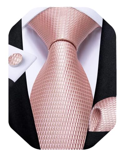 Image of DiBanGu Extra Long Tie for Men 63 inch XL Silk Necktie Set | Pocket Square and Cufflinks, Big and Tall, Jacquard Woven, Gift Box, Paisley /Plaid /Solid /Striped, for Weddinng Party Business