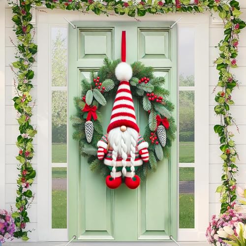 BlissYard Christmas Door Cover Gnome Striped Elf 35x71 Inch Polyester