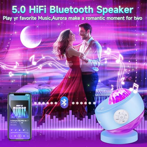 Image of Iceberg Northern Lights Projector, Blue Galaxy Projector with Iceberg Base | 300+ Aurora Effects, 15 White Noise, Bluetooth Speaker, 360 Rotation, Remote Control, Timer, Bedroom Decor