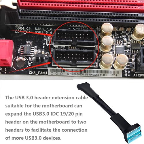 Hoxibsl Usb 3.0 Header Splitter Extension Cable,Motherboard Usb 3.0 Internal Hub Splitter,19/20 Pin 1 To 2 Y Type Cable thumb #3