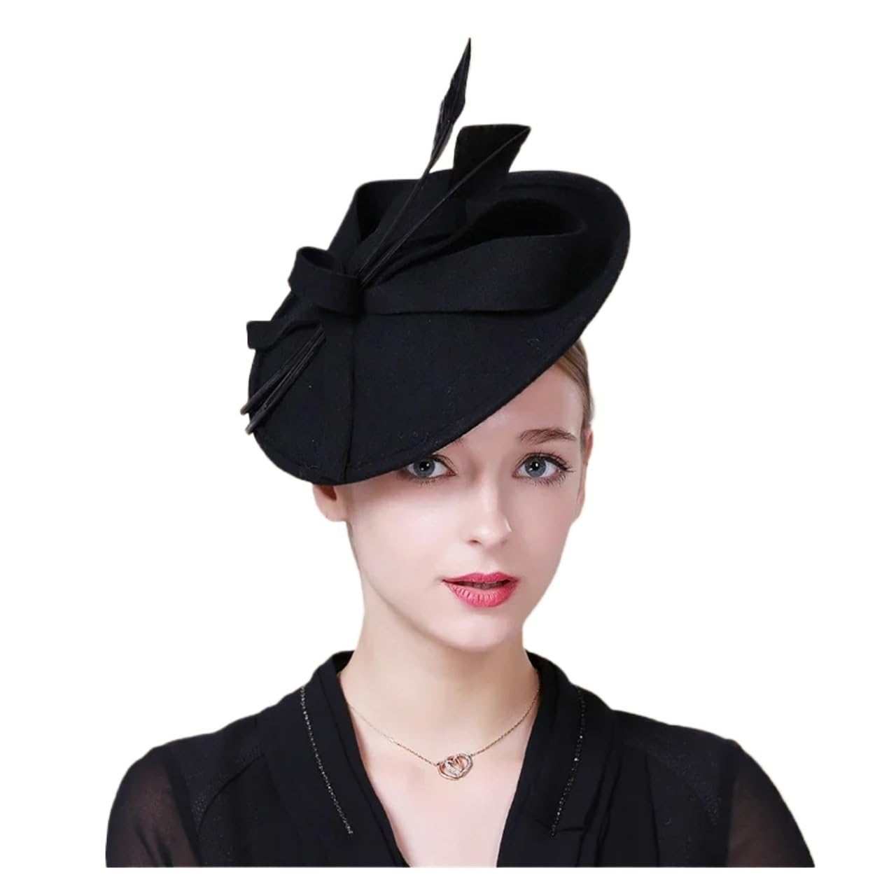 Cappello Da Sposa Eleganti cappelli Fedora for donna, da sposa, a tamburello rossi e blu, cerimonia Per Le Donne