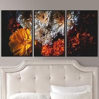 3 Piece Framed Canvas Wall Art Assorted Clusters and Colorful Bouquet Canvas Prints Home Artwork Decoration for Living Room,Bedroom - 16