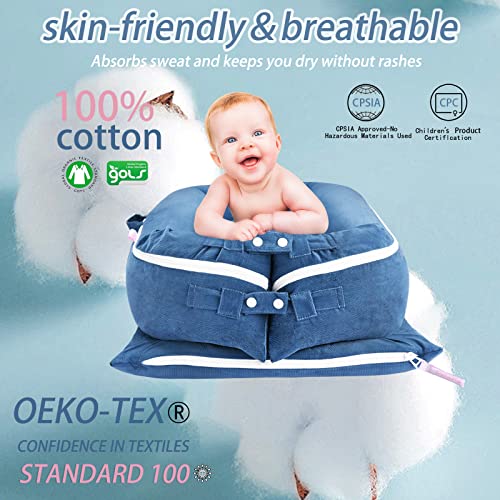Image of Corduroy Baby Lounger Cover for Dockatot Deluxe + | 100% Cotton Hypoallergenic Newborn Premium Quality Spare Cover(Cover Only) (Blue)