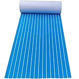 SeSiRui EVA Foam Faux Teak Decking Self-Adhesive Boat Decking Sheet Marine Yacht RV Swimming Pool Boat Flooring Sheet Thick Non-Skid (Blue with White Bottom)
