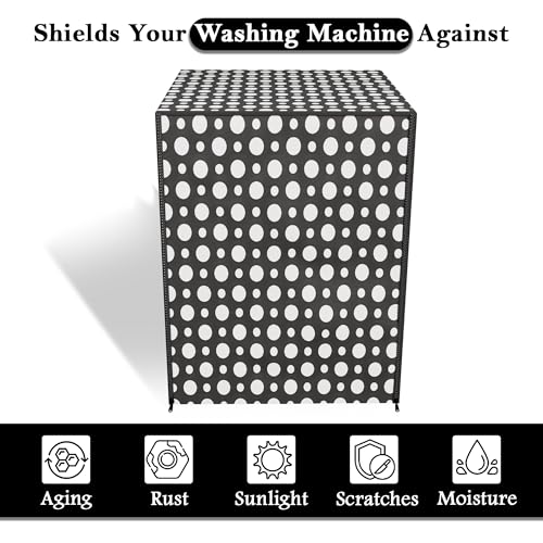 Image of Kuber Industries PVC Washing Machine Cover Front Load for IFB | Front Load Washing Machine Cover - Ideal for 6 kg, 6.5 kg, 7 kg | Dot Design - Grey