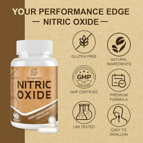 Image of SehatiKu Nitric Oxide Supplement, Nitric Oxide Booster & 6-in-1 Phytonutrient Blend for Heart, Flow, Immune - 90 Capsules (1 Bottle)