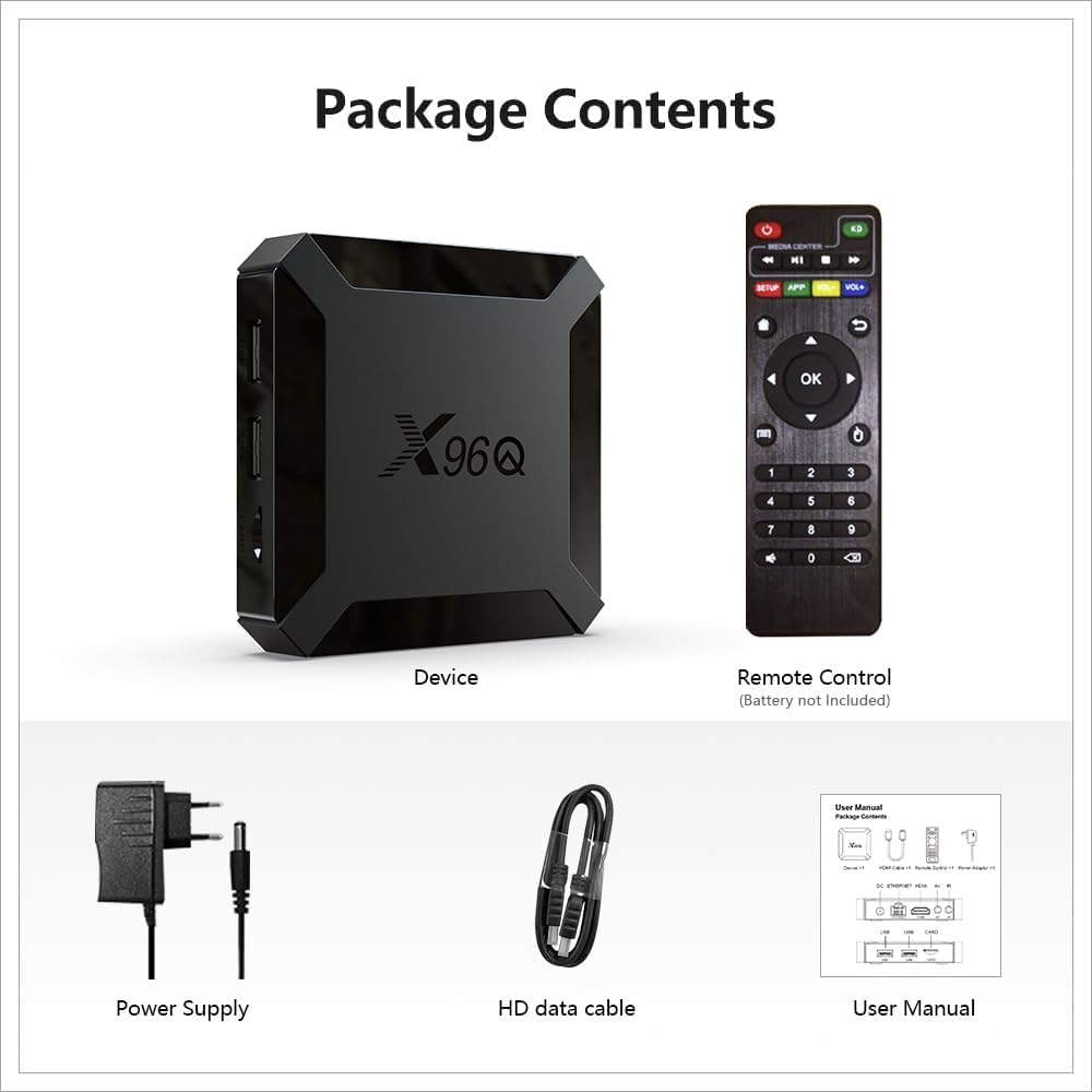 Box Android TV 4K X96Q Android TV Box 2GO RAM 16GO ROM Box Android 10.0 Wifi 2.4G H313 Quad Core X96Q Mini Multimedia Player x96q Android TV Box