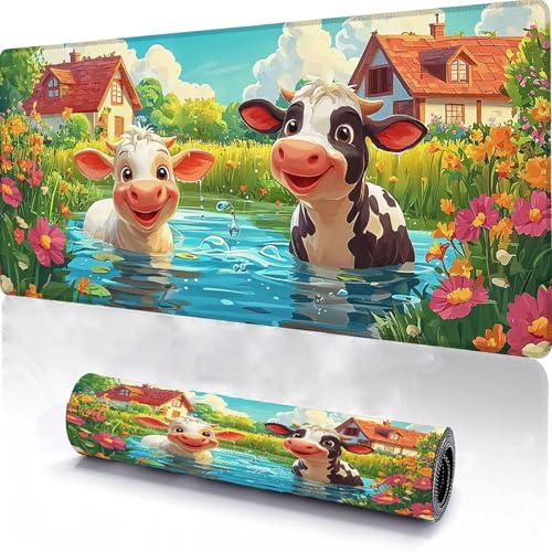 Alfombrilla de Ratón Para Juegos 900x300x3mm, Mouse Pad Lavable CéSped, Alfombrilla Ratón Sobremesa Portátil, Borde Con Costura, Base Antideslizante, Adecuado Para Juegos de Oficina en Casa Animal C-9