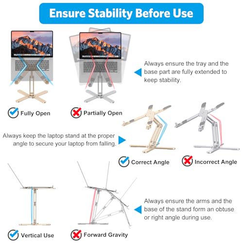 Image of OMOTON 360 Rotating Laptop Stand Riser for Desk, Ergonomic Foldable Computer Stand Adjustable Height Angles for Collaborative Work, Easy Storage Fit Macbooks,All Laptops up to 16 inches, Gold