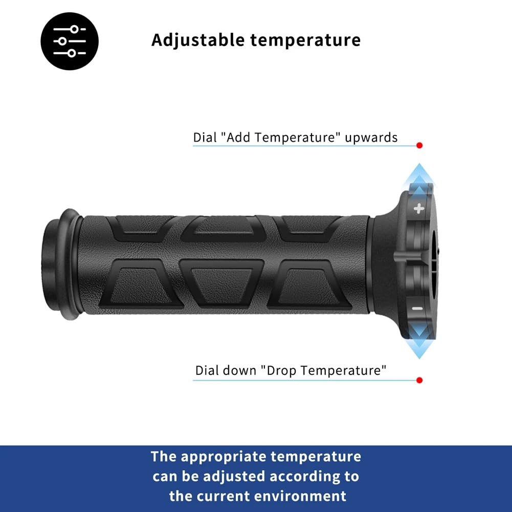 Gokeet PuñOs Calefactables Manuales para Motocicleta PuñOs Calefactables Manuales de 22 mm Calentadores ATV PuñOs Moldeados Manejar Calefactable con Temperatura Ajustable