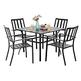 MFSTUDIO 5 Piece Metal Patio Dining Sets Outdoor Club Bistro Bar Sets with 1.57” Umbrella Hole, 4 Ga