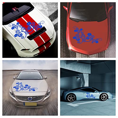 Retro Flowers Car Decal Stickers Flourishing Flowers Graphics Vinyl Sticker Car Side Body Decal 31.5'' X 19.68'', Blue #TOP6