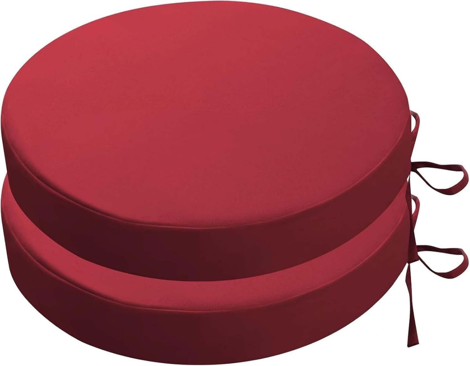 RTSFKFS Round Bistro Chair Cushions Set Of 2, Waterproof Patio Seat Pad With Ties And Removable Covers For Outdoor Furniture(Wine red,35x5cm 2pcs)
