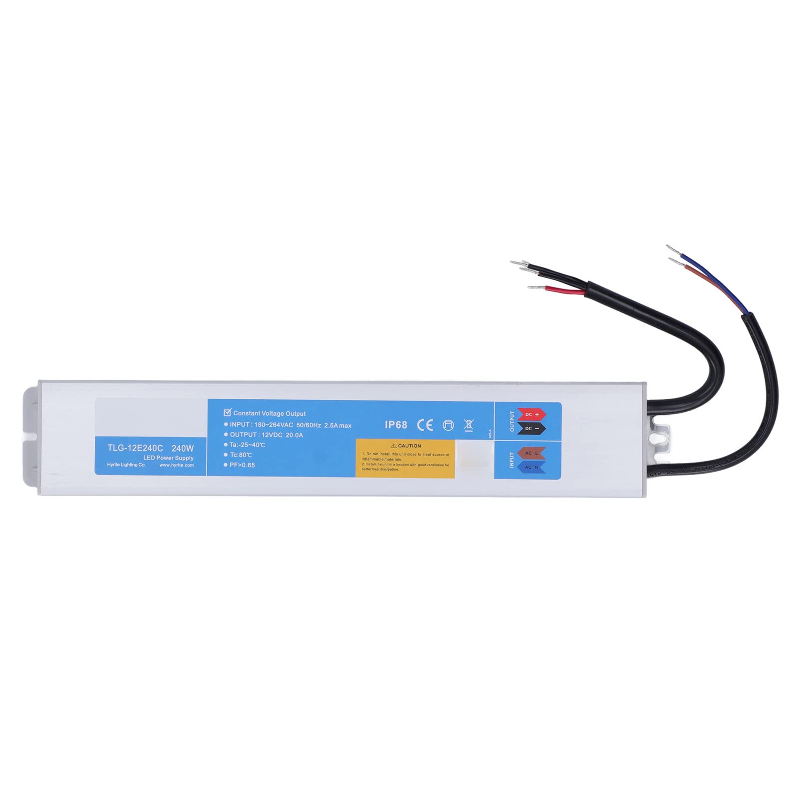 Cocoarm Alimentatore LED Driver LED Impermeabile da 240 W Convertitore CA-CC in Lega di Alluminio da 180 a 264 V CA Protezione IP68 5 per Scatola Luminosa a Strisce Illuminazione Esterna (DC12V)