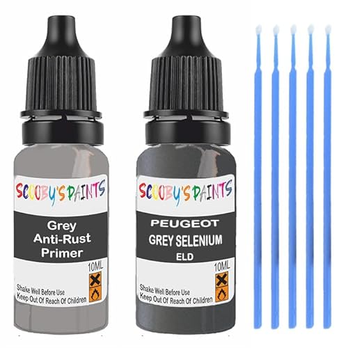 SCOOBYS PAINTS BACK IN THE MIX Touch Up Paint For Peugeot Grey Selenium Eld Scratch Stone Chip Repair With Grey Primer