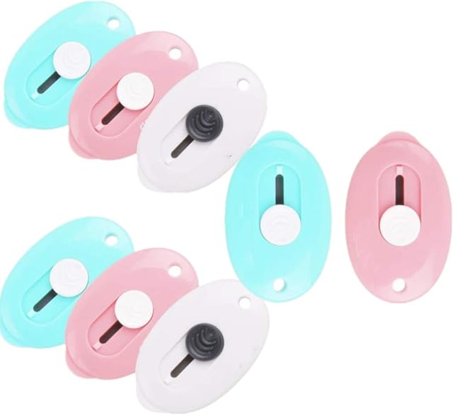 8 Pcs Plastic Letter Openers Safety Mini Random Color Retractable Utility Box Opener for Office and Home Use