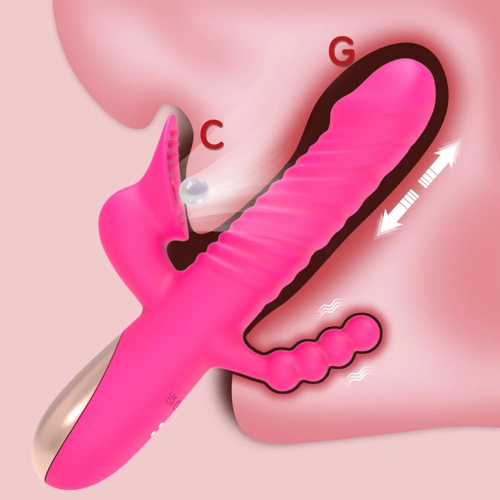 Vibrador Potente consolador vibrador de conejo 3 en 1 para mujer, punto G, masaje de clítoris Anal, vibrador para adultos, masturbador, Juguetes sexuales, vibradores