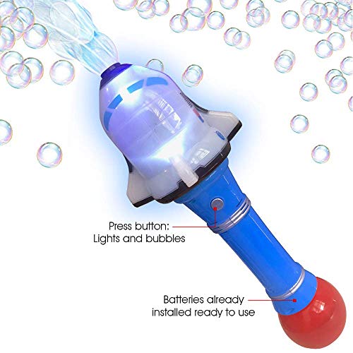 Artcreativity Light Up Shuttle Bubble Blower Wand - 12.5 Inch Illuminating Bubble Blower With Thrilling Led Effects, Batteries And Bubble Fluid Included, Great Gift Idea, Party Favor - Assorted Colors #TOP4