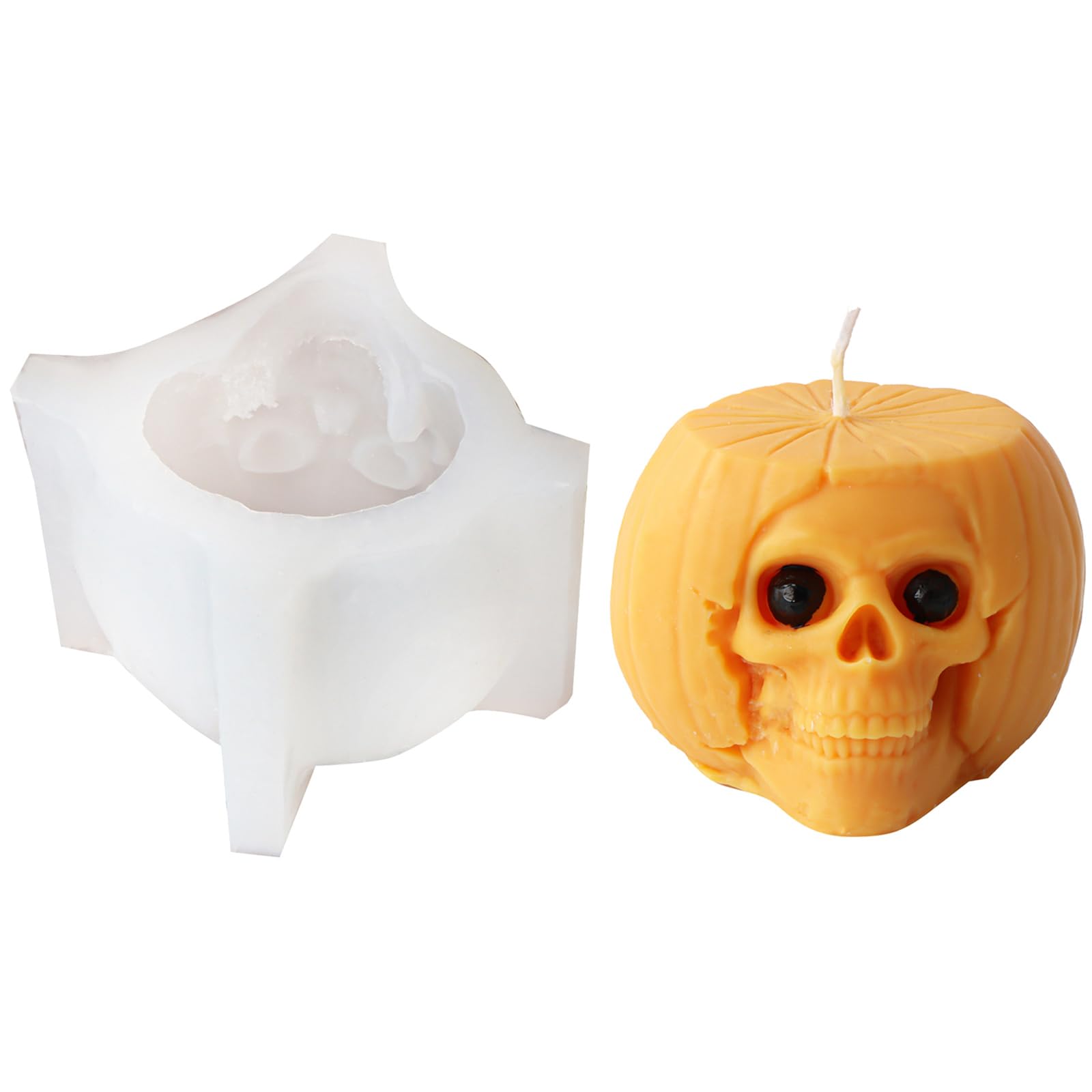 Alksubbm Halloween Skull Molds, Pumpkin Molds for Soap Chocolate, Mousses Cake, Baking, Desk Decorations Craft Tool