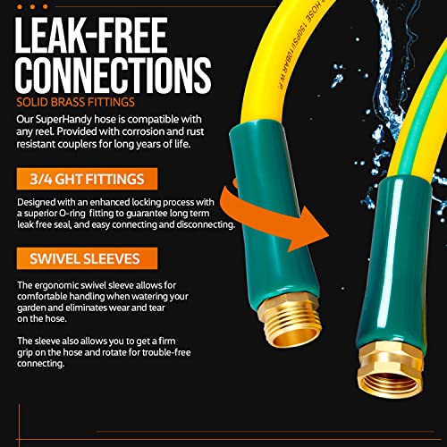 Superhandy Garden Water Hose 5/8" Inch X 75' Foot Heavy Duty Premium Commercial Ultra Flex Hybrid Polymer Max Pressure 150 Psi/10 Bar With 3/4" Ght Fittings #TOP2