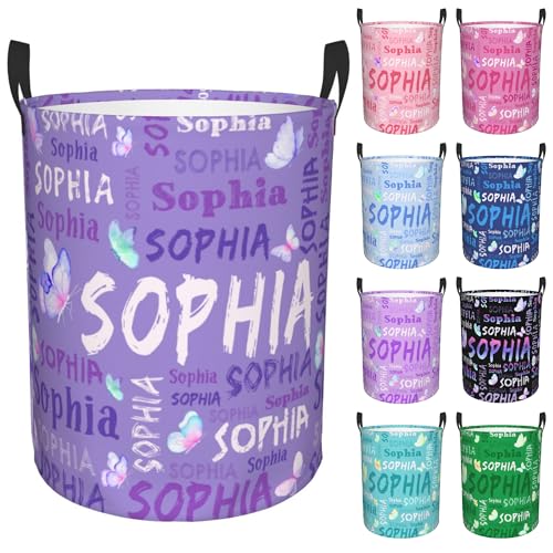 Image of Custom Name Laundry Hamper, Personalized Laundry Basket with Name for Boys Girls Kids Men Women, Customized Name Dirty Clothes Basket Gifts for Clothes Toy Bathroom Bedroom Laundry Room Dorm