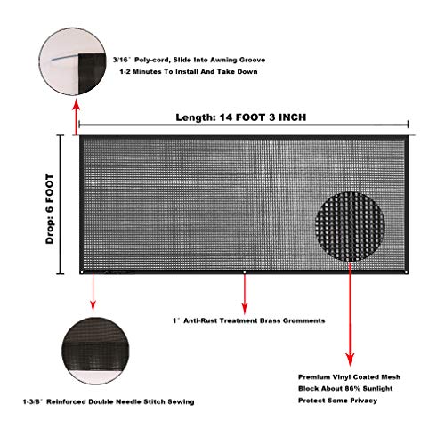 Image of RV Awning Mesh Sun Shade Screen for Motorhome Camper Trailer Sunshade
