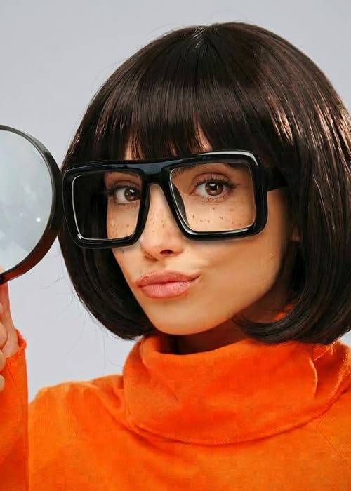 Struts Womens Scooby Doo Style Black Framed Velma Glasses, Retro Cartoon Fancy Dress