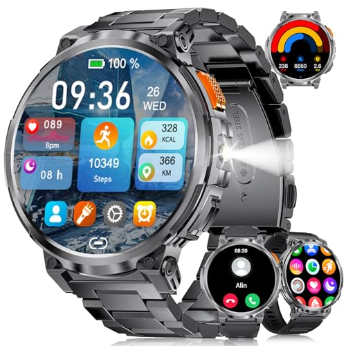 LIGE Smart Watch for Men Answer/Make Calls,1.85 HD Large Display Fitness Tracker with Flashlights,730mAh Smartwatch wtih Heart Rate Sleep Monitor 120+Sport Modes IP68 Waterproof for Android iOS