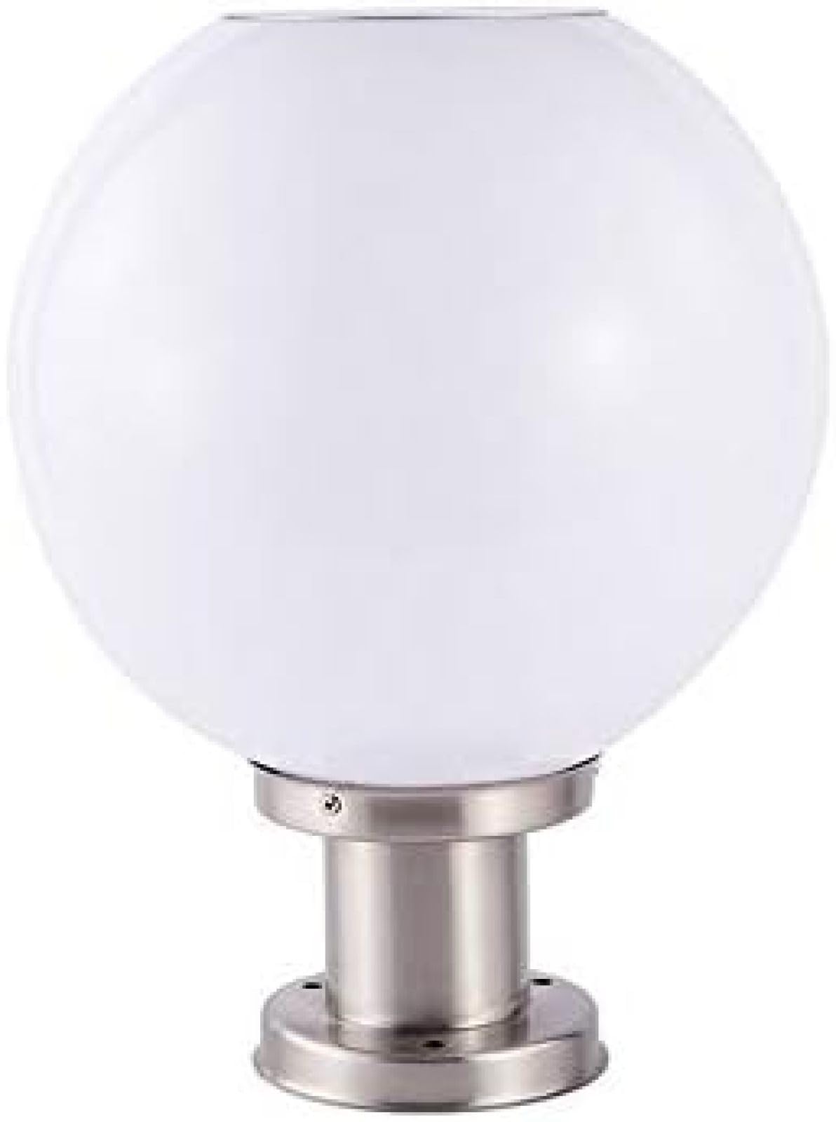 Lanterne de poteau créative en forme de globe blanc, pilier solaire rond d'extérieur, lampe de pilier d'éclairage avant de style simple utilisée pour l'éclairage de porte d'entrée dans les parcs, S (L