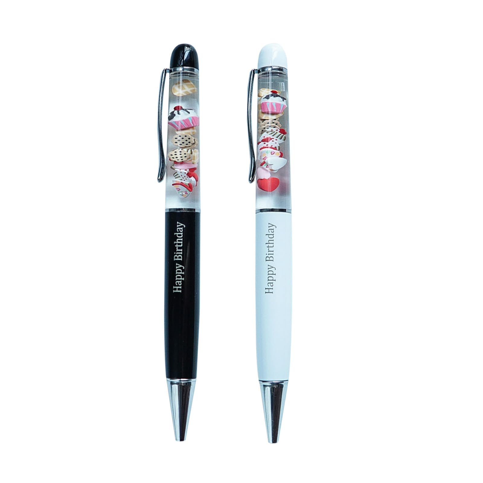 Sikyby Happy Birthday Cake Biscuit Love Heart Floating Funny Pens Cute Floater Liquid Writing Journaling Office Pen Unique Gift For Women Men