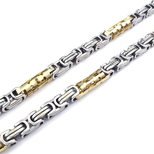 Collier chaîne gros biker pour homme en acier inoxydable de couleur or et argent