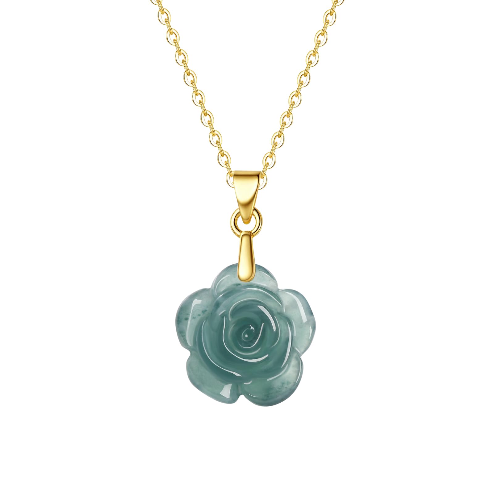 QVFVJA Real Green Jade Pendant Necklace