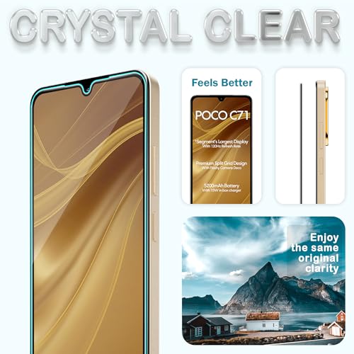 Image of ArmourPro Military Grade Gorilla Tempered Glass Compatible For Poco C71 (6.88 Inch) With Easy Installation Kit for Smartphone| Edge To Edge Coverage | Black, Pack of 2