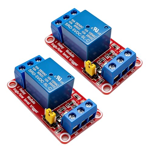 2 Pièces Module Relais 5V 1 Canal, Module Relais avec Optocoupleur Déclenchement Haut ou Bas Niveau Sélectionnable, Carte Relay 10A pour Arduino,...