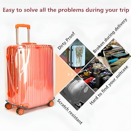 3 PCS Luggage Covers for Suitcase TSA Approved,20/24/28 Inch Full Clear Luggage Protector 3mm Thickness Suitcase Protector Cover TAS Approved Suitable for Long Travel Accessories4